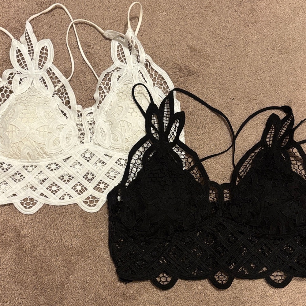 Lace Bralette Set - Black & White